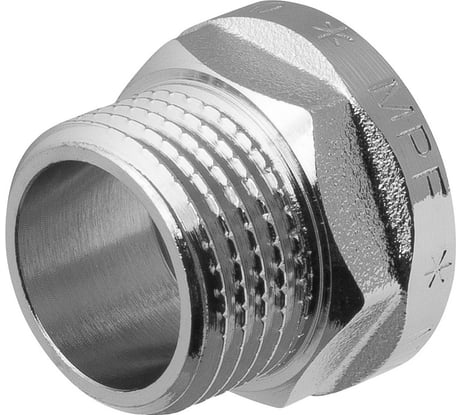 Удлинитель сантехнический MPF 1/2" на 10 мм шестигранный латунный никелированный для труб внутренняя-наружная резьба ИС.071977