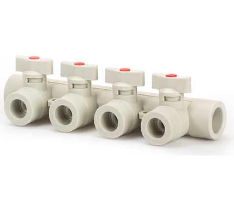Коллектор с шаровыми кранами LAMMIN ppr 25x4, 25/1 серый Lm31081004025G