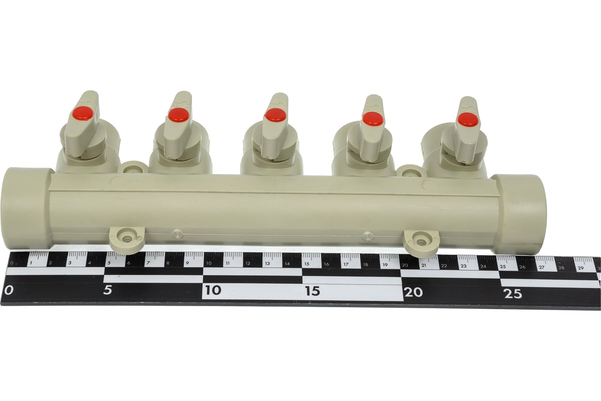 Коллектор с шаровыми кранами LAMMIN ppr вр 32x1/2x5 7/1 серый ...