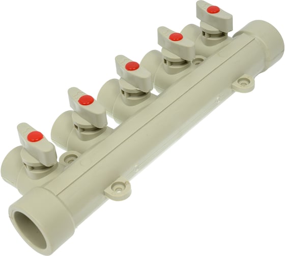 Коллектор с шаровыми кранами LAMMIN ppr вр 32x1/2x5 7/1 серый Lm31082515032G
