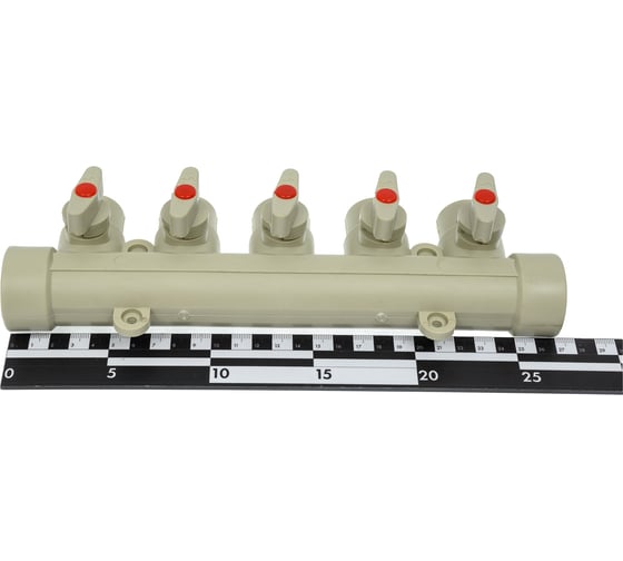 Коллектор с шаровыми кранами LAMMIN ppr вр 32x1/2x5 7/1 серый Lm31082515032G