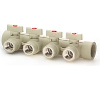 Коллектор с шаровыми кранами LAMMIN ppr вр 32x1/2x4 10/1 серый Lm31082415032G