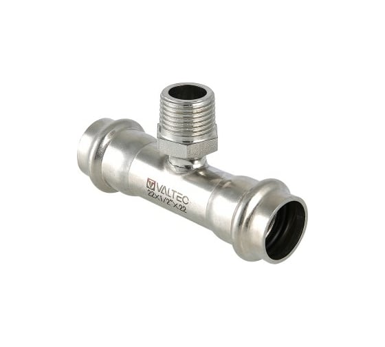 Тройник VALTEC с наружной резьбой, нержавеющая сталь 22х1/2 VTi.933.I.220422