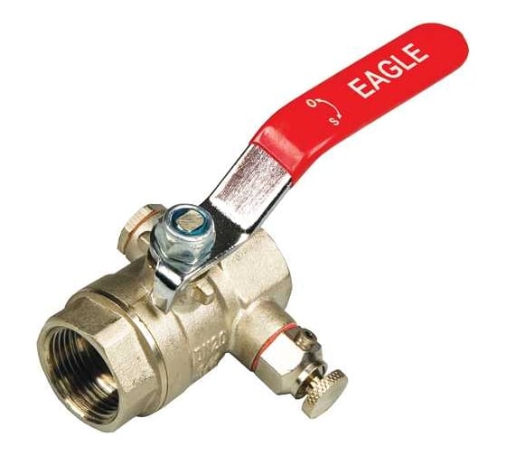 Шаровой кран BYR PEX полнопроходной, c дренажом и сбросником, 1 1/4" FF, PN 25, стальная ручка 9244В