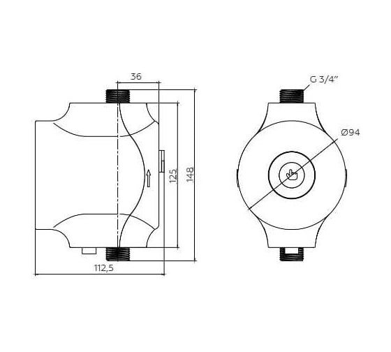 Циркуляционный насос для горячей воды ELSEN DN 20, 24V-переход на 220V, максимальный напор 12м, t 38-42С EHC01.01