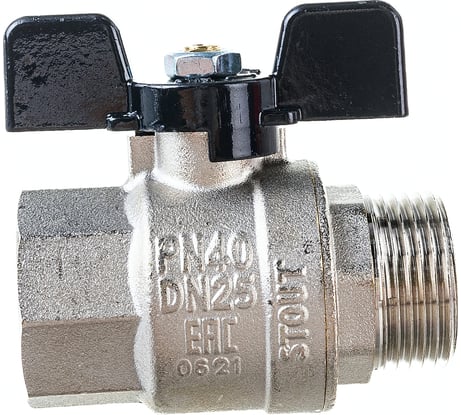 Кран шаровой полнопроходной STOUT 1 ВР/НР ручка бабочка SVB-0004-200025 RG00938T5RJD1P