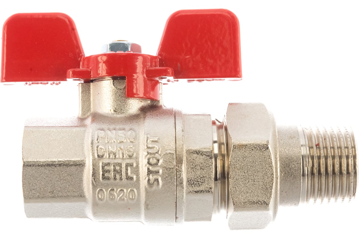 Шаровой полнопроходной кран с американкой STOUT ВР/НР 1/2" SVB-1007 ...