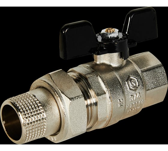 Кран шаровой полнопроходной с американкой 3/4 STOUT ВР/НР ручка бабочка SVB-0007-200020 RG00938T5RK8PT