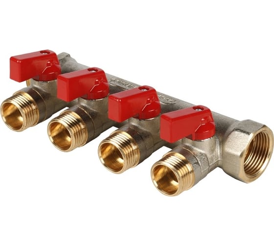 Коллектор с шаровыми кранами STOUT 3/4, 4 отвода 1/2 кр. SMB 6200 341204 RG008S917GHTCC 1