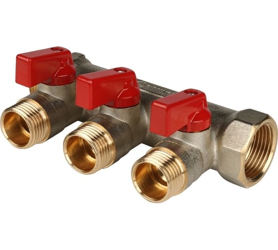Коллектор с шаровыми кранами STOUT 3/4, 3 отвода 1/2 SMB 6200 341203 RG008S258O4VEA 1