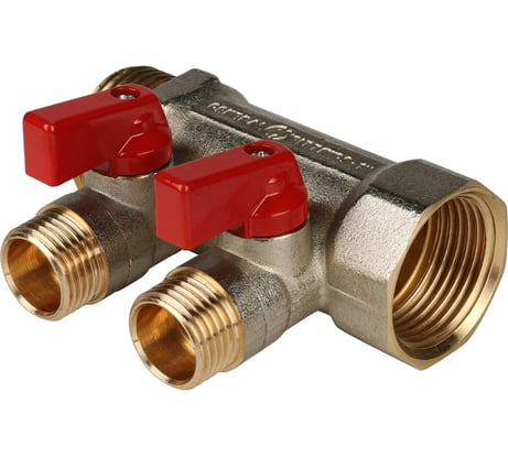 Коллектор с шаровыми кранами STOUT 1, 2 отвода 1/2 SMB 6200 011202 RG008S258GVE4N