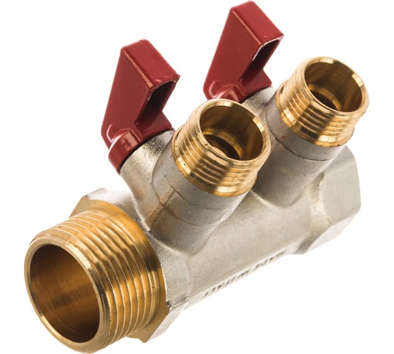 Коллектор с шаровыми кранами STOUT 1, 2 отвода 1/2 SMB 6200 011202 RG008S258GVE4N