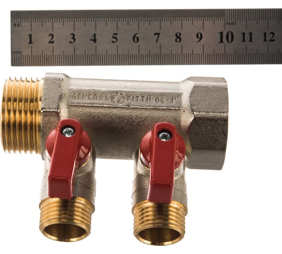 Коллектор с шаровыми кранами STOUT 1, 2 отвода 1/2 SMB 6200 011202 RG008S258GVE4N