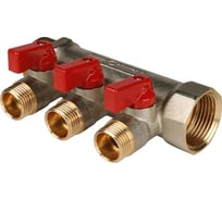 Коллектор с шаровыми кранами STOUT 1, 3 отвода 1/2 SMB 6200 011203 RG008S258K3TLM