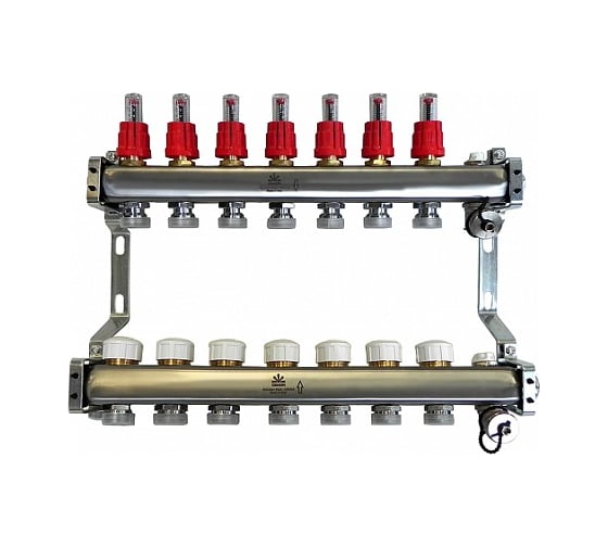 Коллекторный блок для теплого пола 1x3/4EU отв.-7 Gekon GK 72107