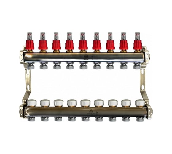 Коллекторный блок для теплого пола 1x3/4EU отв.-9 Gekon GK 74109 1
