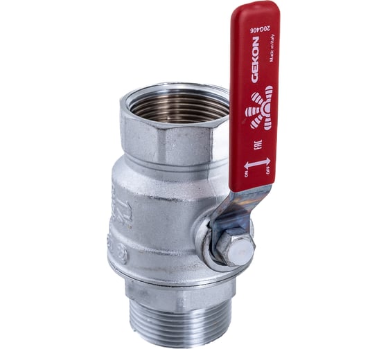 Шаровый кран Gekon хромированный с вн./нар. резьбой 1 1/4", ручка-рычаг GK 554L 114