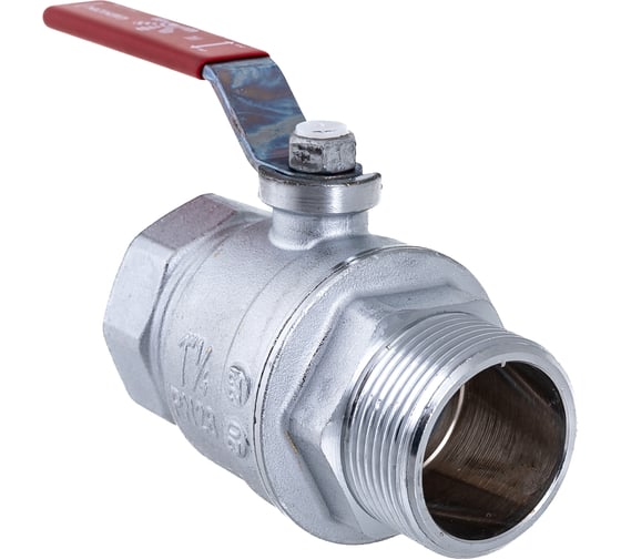 Шаровый кран Gekon хромированный с вн./нар. резьбой 1 1/4", ручка-рычаг GK 554L 114