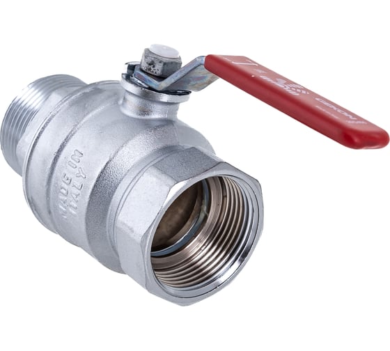 Шаровый кран Gekon хромированный с вн./нар. резьбой 1 1/4", ручка-рычаг GK 554L 114