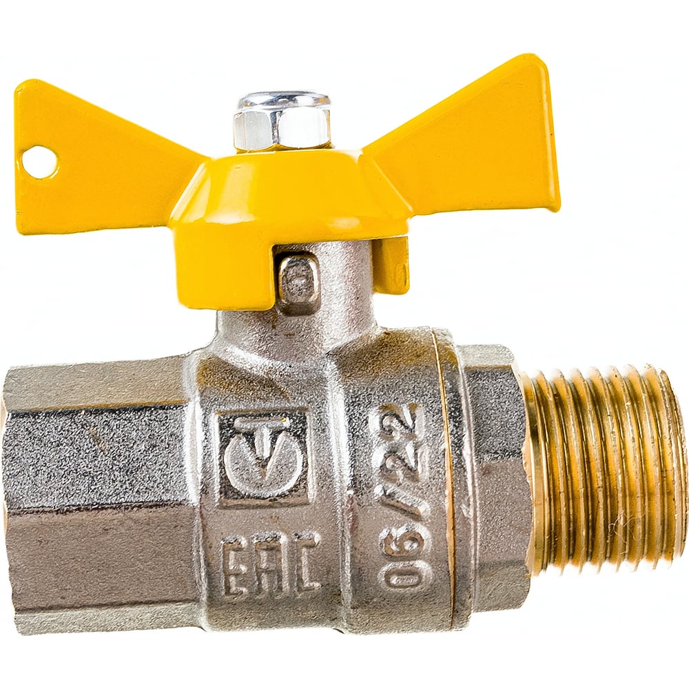 Шаровый газовый кран VALTEC VALGAS, рукоятка бабочка 1/2 вн.-нар. VT ...