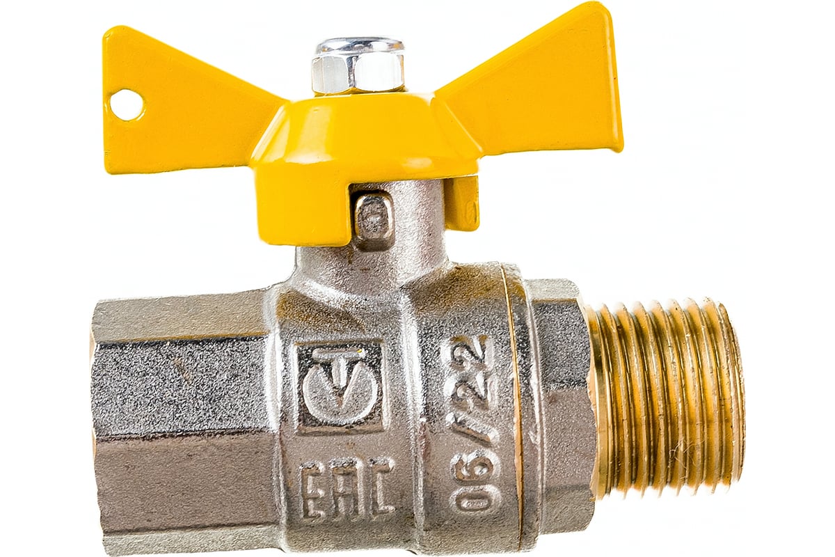 Шаровый газовый кран VALTEC VALGAS, рукоятка бабочка 1/2 вн.-нар. VT ...
