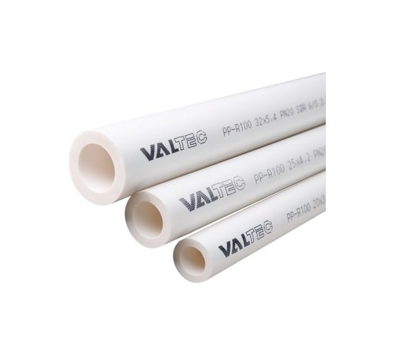 Труба VALTEC PP-R, PN 20, 20мм белый, по 2м VTp.700.0020.20.02