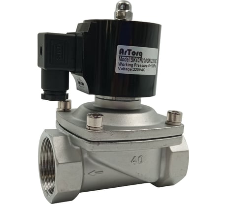 Соленоидный клапан прямого типа с мембраной принудительного подъёма ArTorq 2/2 нормально закрыт, G 1”1/2, корпус нержавеющая сталь, SK40N200GN.220AC