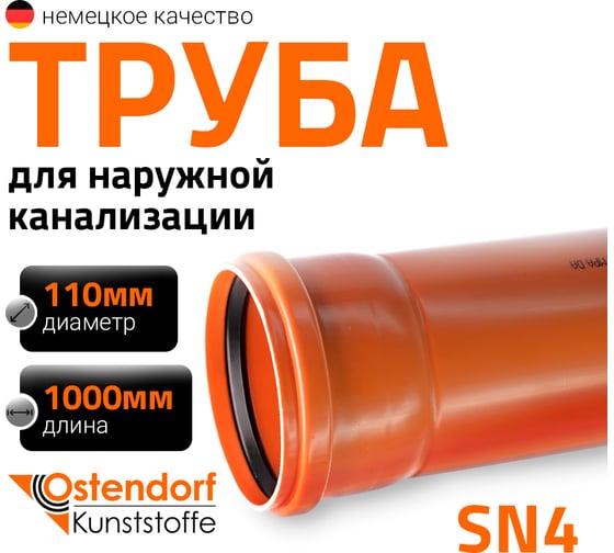 Труба ПВХ наружной канализации Ostendorf 110х1000 мм 220010