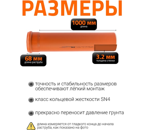 Труба ПВХ наружной канализации Ostendorf 125 х 1000 мм 221010