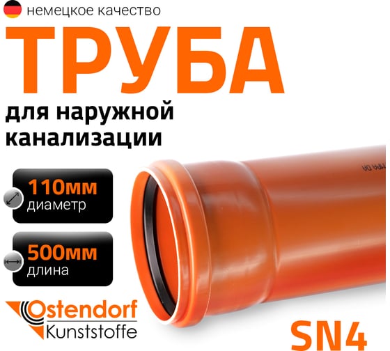 Труба ПВХ наружной канализации Ostendorf 110х500 мм 220000