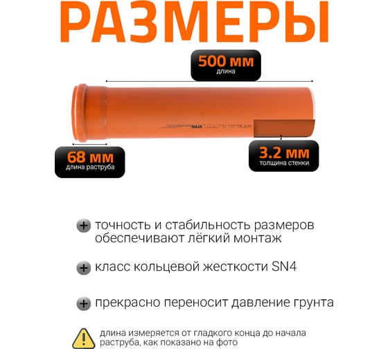 Труба ПВХ наружной канализации Ostendorf 125 х 500 мм 221000