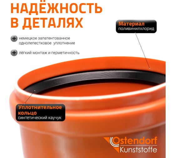 Труба ПВХ наружной канализации Ostendorf 125 х 500 мм 221000