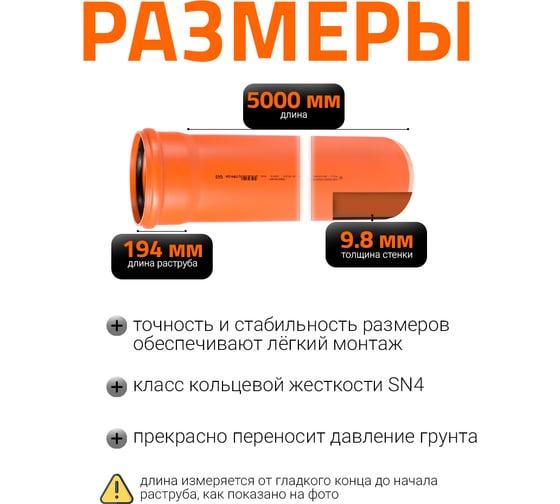 Труба ПВХ наружной канализации Ostendorf 400 х 5000 мм 226050