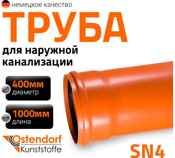 Труба ПВХ наружной канализации Ostendorf 400 х 1000 мм 226010