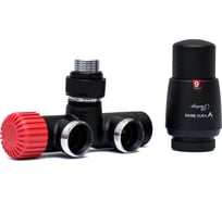 Комплект для углового подключения с термоголовкой Vario Term Unico правый чёрный структурный UGS0214CFK/P