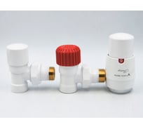 Комплект для углового подключения с термоголовкой Vario Term Royal белый ROGS0206CFK