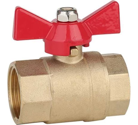 Шаровой кран Victoria 1" г/г б-ка латунный красная ручка 61-014