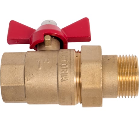 Шаровой кран Victoria американка 1" латунный красная ручка 61-022