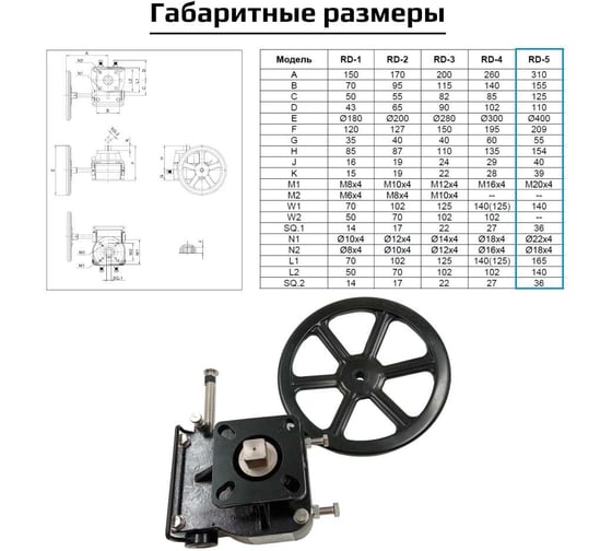 Ручной четверть-оборотный дублёр для пневмопривода ArTorq Архимед RD5