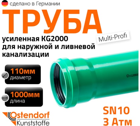 Труба ливневой канализации Ostendorf 110х1000 мм 770340