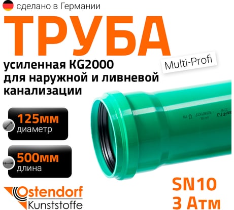 Труба ливневой канализации Ostendorf 125х500 мм 770420