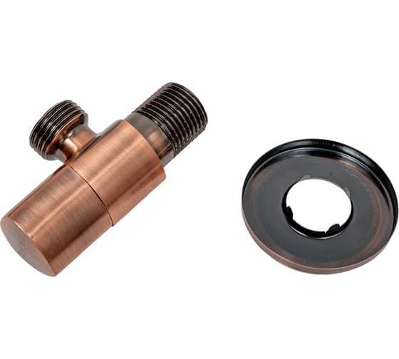 Угловой кран Terma 1/2 н/н, керамический затвор, ручка треугольная, Red bronze 26225