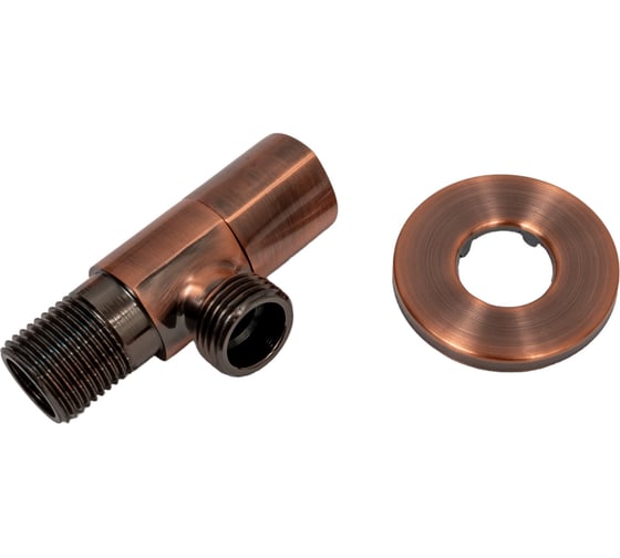 Угловой кран Terma 1/2 н/н, керамический затвор, ручка треугольная, Red bronze 26225