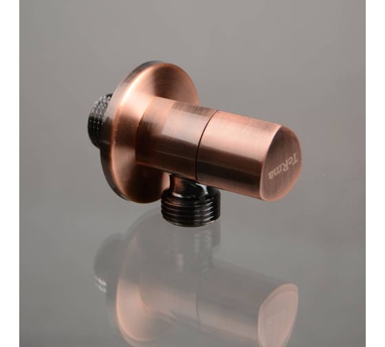 Угловой кран Terma 1/2 н/н, керамический затвор, ручка треугольная, Red bronze 26225