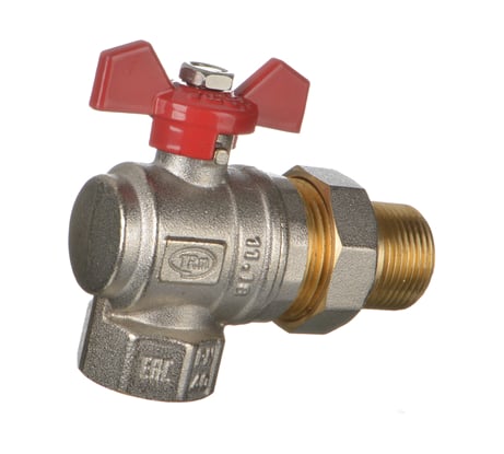 Шаровой кран Terma RED 3/4 угловой с американка 26154