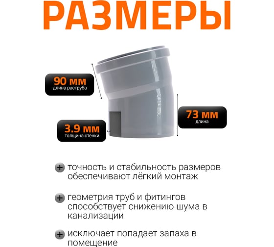 Канализационный отвод Ostendorf 160 мм, 15 градусов 117100