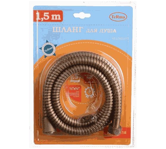 Шланг для душа Melodia della vita STANDARD BRONZE 1/2х1/2 нерж. D14 мм, L150 см, 2-й зажим 34528