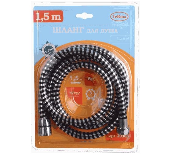 Шланг для душа Melodia della vita BLACK SILVER 1/2х1/2 конус ПВХ d14 мм, L150 см 34532