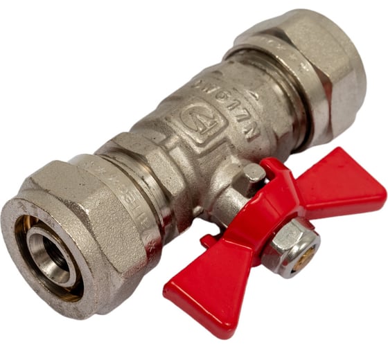 Шаровый кран с обжимным соединением VALTEC 16, рукоятка бабочка VT.343.N.1616