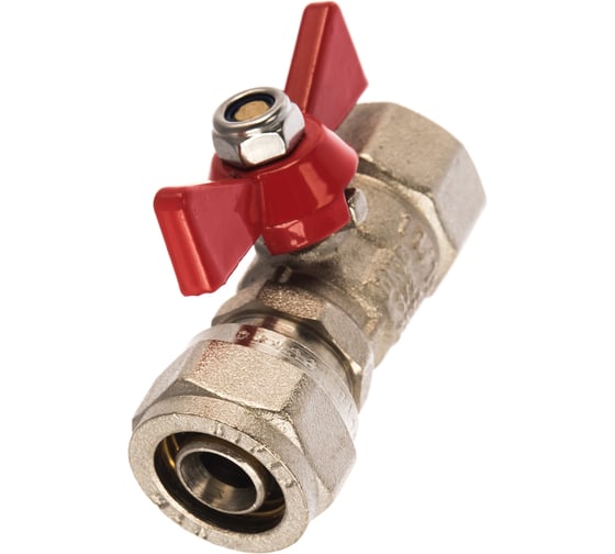 Шаровый кран с обжимным соединением VALTEC рукоятка бабочка, 16х1/2 вн. VT.342.N.1604